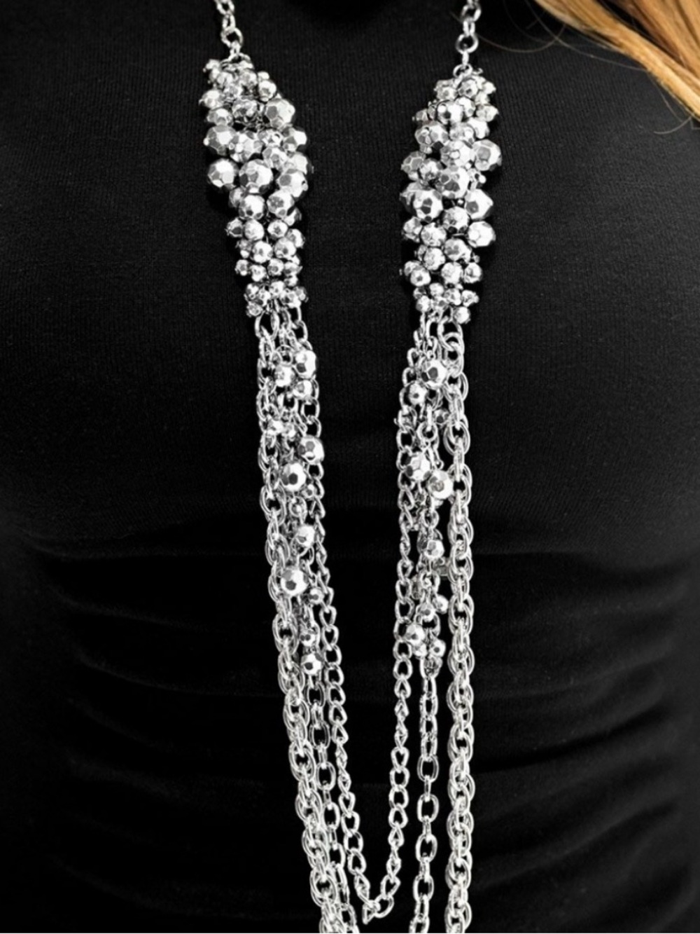 Zi Collection Shelley Silver Beads Draped Long Set